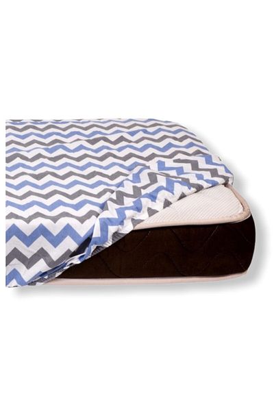 Bebek Özel Cearşaf de îmbrăcăminte pentru bebeluşi şi copii din bumbac 100x160 albastru gri cu model în zig-zag
