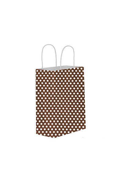 Eminonutoptanci Brown Polka Dot Small Paper Gift Bag - 25 Pieces