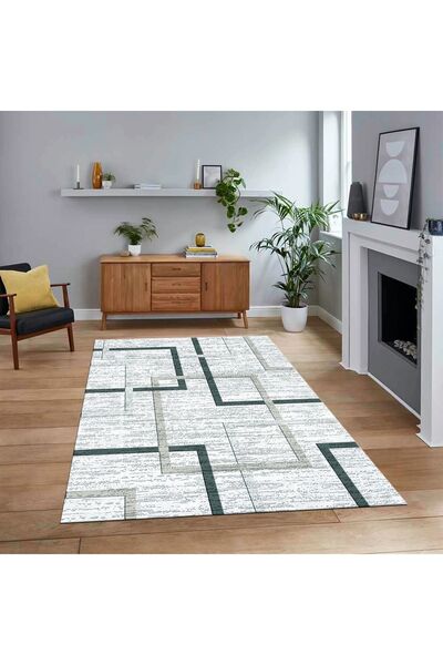 Kilimsepeti Dijital Baskılı Kaymaz Taban Yıkanabilir Modern Yolluk Mutfak Salon Halısı, V-MODERN-80-MAVİ,