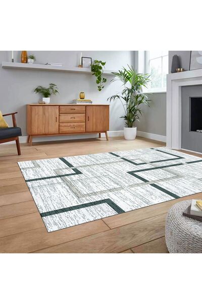 Kilimsepeti Dijital Baskılı Kaymaz Taban Yıkanabilir Modern Yolluk Mutfak Salon Halısı, V-MODERN-80-MAVİ,