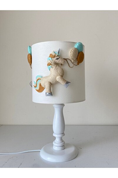 atölye ay ışığı Krem Renk Unicorn Figürlü Avize Abajur Çerçeve Seti Erkek Veya Kız Bebek Çocuk Odası