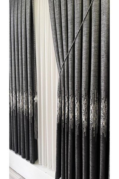 Fon Dünyası Panel Background Curtain Anthracite Silver (Single Wing)