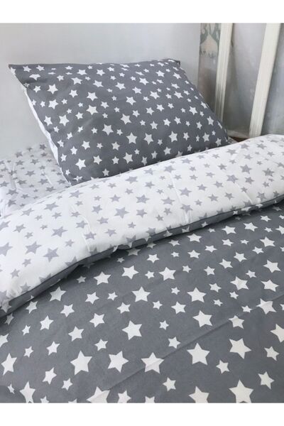 Bebek Özel Pamuklu Bebek/çocuk 70x110 Park Beşik Yastık Çarşaf Yorgan Gri Bey...
