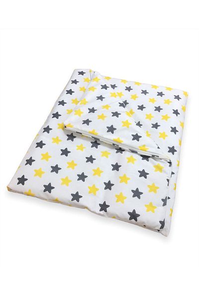 Bebek Özel Single Duvet Cover (Quilt Cover) Gray Yellow Star 100