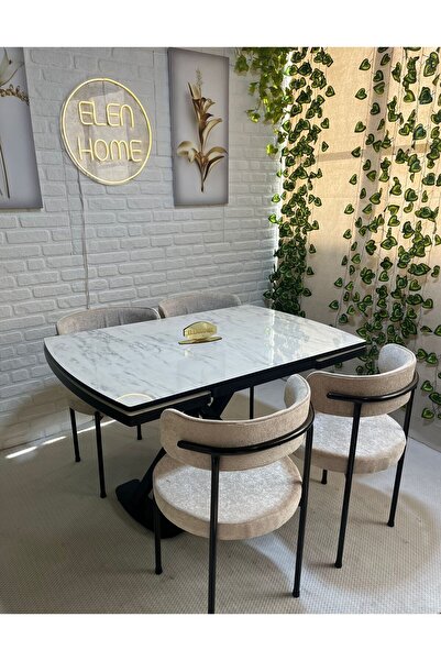 ELEN HOME Yemek Masası Mutfak Masası 4 Kişilik  Masa Sandalye Masa Sandalye T...