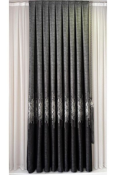 Fon Dünyası Panel Background Curtain Anthracite Silver (Single Wing)