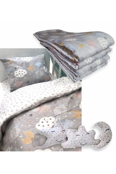 Bebek Özel Cotton 100X200 Montessori Children's Sleeping Set Gray Moon Cloud ...