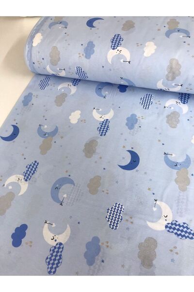 Bebek Özel Cotton Baby Kids Fitted Bed Sheet 70x110 New Blue Moon Cloud