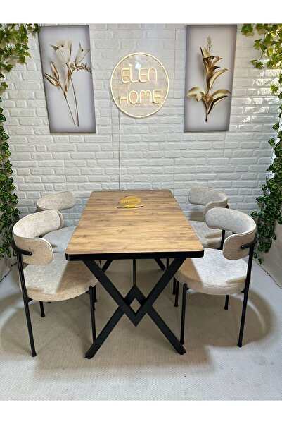 ELEN HOME Masa Sandalye Takımı 4 Kişilik Yemek Masası Takımı Mutfak Masası Ta...