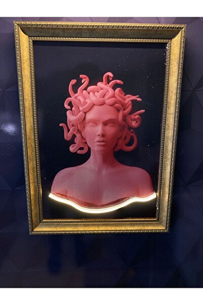 Neonizmdekor Neon Işıklı Kadın Heykel Kafası Duvar Tablosu