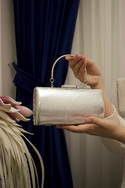 mossi Gümüş Taşlı Zincir ve Kolçaklı Abiye Çanta Düğün Çantası