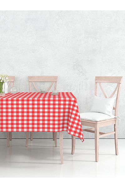Tuable Checkered Tablecloth Red 160x220cm