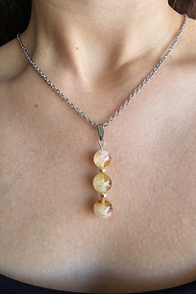 NBS Beautiful Naturel Stones قلادة سيترين من الحجر الطبيعي - عملة حقيقية وبرك...