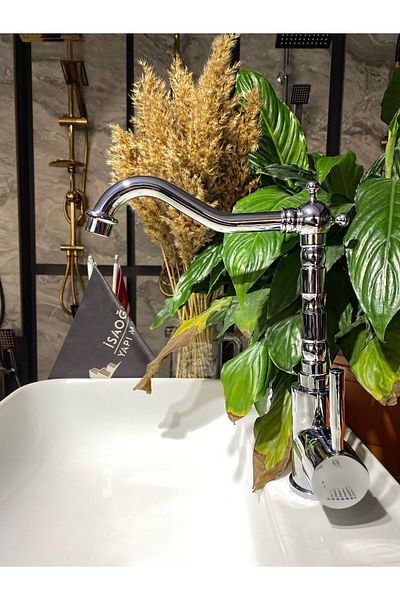 İSAOĞLU YAPI Silver Rustic Kitchen Faucet Sink Tap Country Kitchen Faucet Chrome Sink Faucet