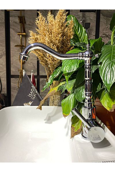 İSAOĞLU YAPI Silver Rustic Kitchen Faucet Sink Tap Country Kitchen Faucet Chrome Sink Faucet