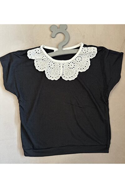 SANTRALBEBE Fete - Tricou cu mânecă scurtă cu guler festonat