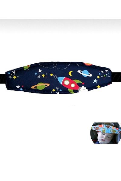 Bebek Özel Head Support for Stroller and Car Seat 100% Cotton Navy Blue Space Pattern