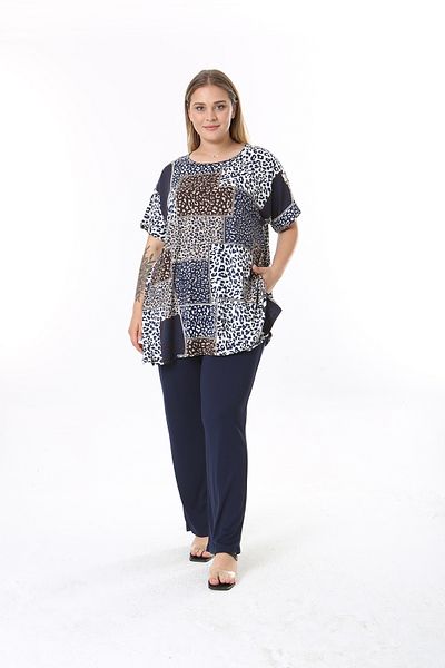 XL Modam Σετ τουνίκ και παντελόνι από Lycra Viscose Plus Size - Εκτυπωμένο