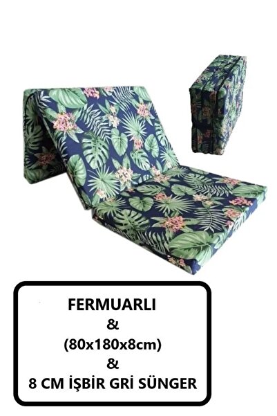 Mor Minder Katlanır Kamp Yatağı Çadır Yatağı 80x180 8 Cm Işbir Gri Kalın Süng...