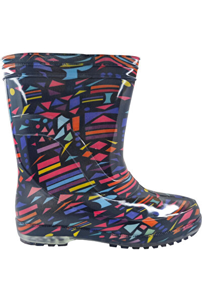fafatara Kadın Renkli Çizgi Desenli Su Geçirmez Yağmur Çizmesi