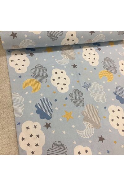 Bebek Özel Cearşaf de îmbrăcăminte pentru bebeluşi şi copii din bumbac 100x160 albastru cu model de stea