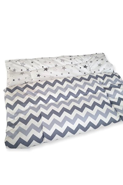 Bebek Özel Single Duvet Cover (Duvet Cover) White Gray Zigzag 110 X 150 Cm (I...