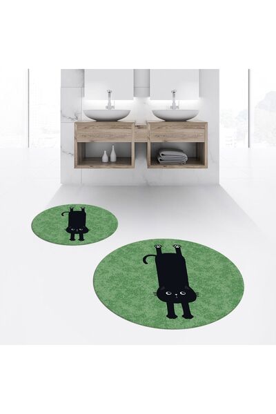 Hey Home طقم مرحاض دائري مزدوج للحمام مطبوع رقميًا وغير قابل للانزلاق وقابل ل...