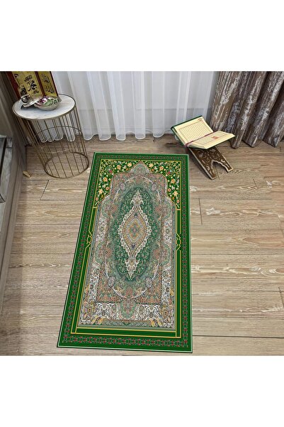 Hey Home سجادة صلاة للصلاة مطبوعة رقمية قابلة للغسل، V-SECCADE-32-GREEN