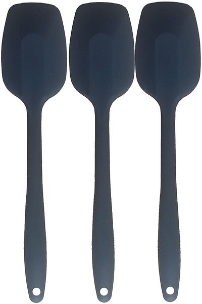 viarella Gray Silicone Spoon Set - 3 Pieces, Heat Resistant, Fireproof and Scratch-Proof, 27cm