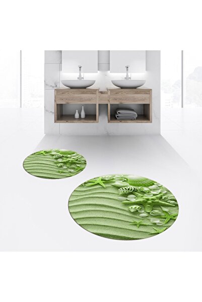 Hey Home طقم مرحاض دائري مزدوج للحمام مطبوع رقميًا وغير قابل للانزلاق وقابل ل...