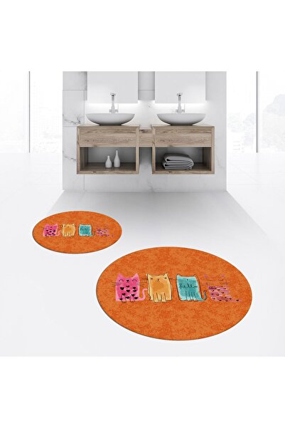 Hey Home طقم مرحاض دائري مزدوج للحمام مطبوع رقميًا وغير قابل للانزلاق وقابل ل...