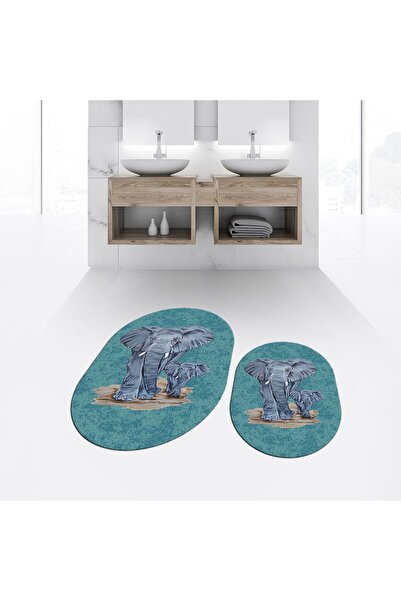 Hey Home قاعدة مطبوعة رقمية غير قابلة للانزلاق قابلة للغسل بيضاوية مزدوجة للح...