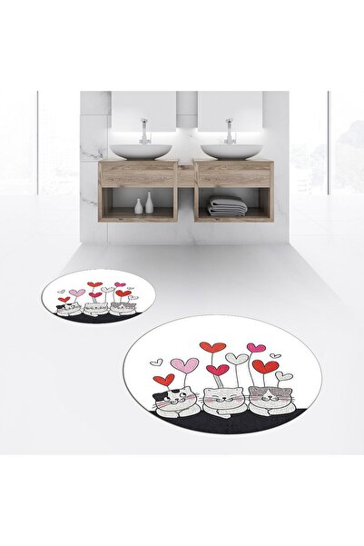 Hey Home طقم مقعد مرحاض دائري مزدوج مطبوع رقميًا وغير قابل للانزلاق وقابل للغ...
