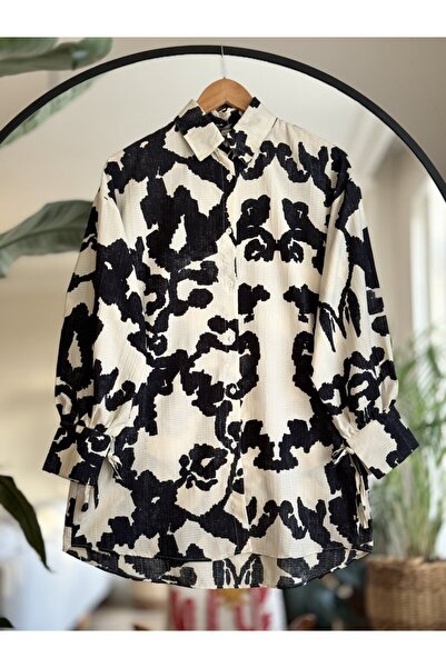 SULTAN BUTİK Patterned Linen Tunic - Sleeve Lace Up