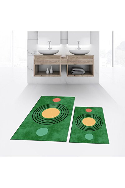 Hey Home سجادة حمام مزدوجة مطبوعة رقمية مضادة للانزلاق وقابلة للغسل، V-KLOZET...