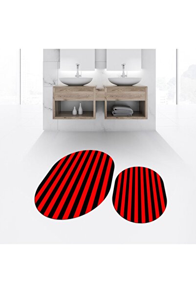 Hey Home طقم مرحاض مزدوج بيضاوي مطبوع رقميًا وغير قابل للانزلاق وقابل للغسل، ...