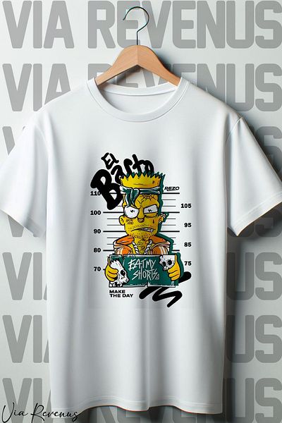 Vordevia Λευκό μπλουζάκι με στάμπα Barto Oversize Wide Fit Crew Neck