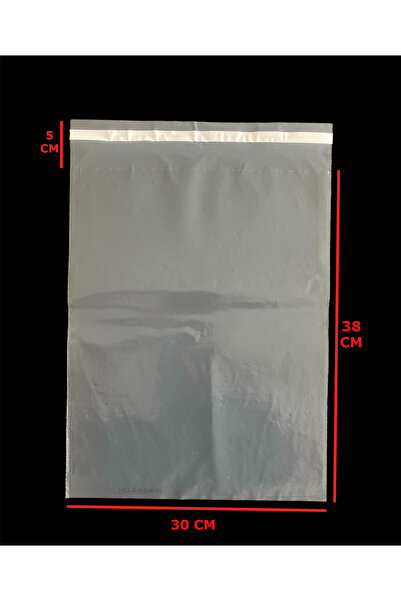 HG AMBALAJ 50 قطعة 30 × 38 + 5 سم كيس شحن بدون جيب رمادي اللون (طبقة واحدة 45...