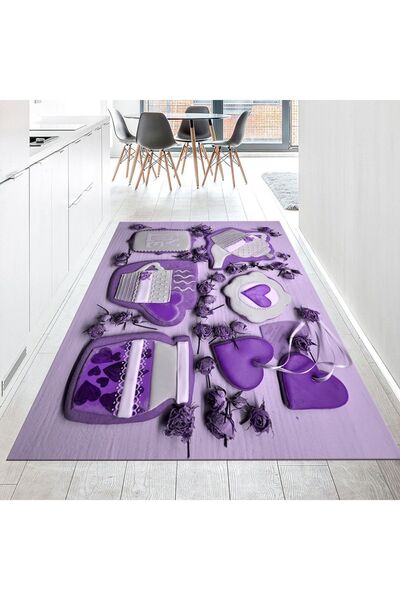 Hey Home Dijital Baskılı Kaymaz Taban Yıkanabilir Mutfak Halısı Yolluk, V-MUT...