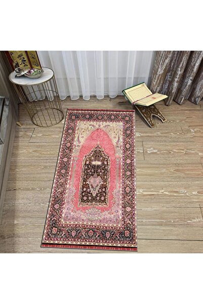 Hey Home سجادة صلاة مطبوعة رقمية قابلة للغسل، V-SECCADE-33-RED