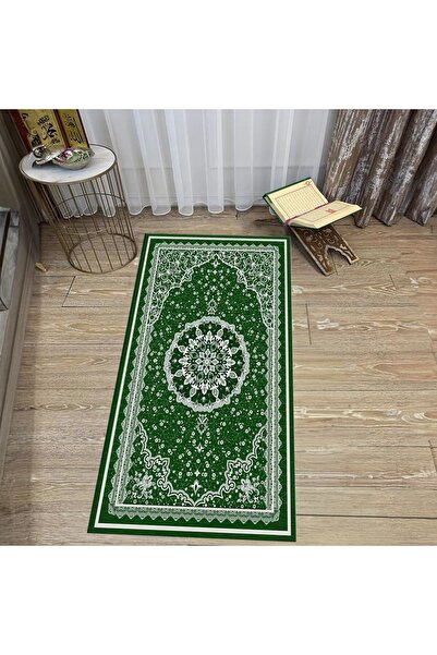 Hey Home سجادة صلاة للصلاة مطبوعة رقمية قابلة للغسل، V-SECCADE-40-GREEN