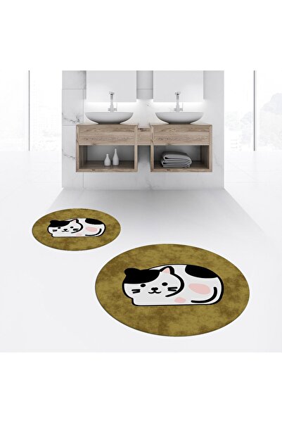 Hey Home طقم مقعد مرحاض دائري مزدوج مطبوع رقميًا وغير قابل للانزلاق وقابل للغ...