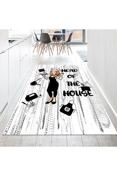 Hey Home Dijital Baskılı Kaymaz Taban Yıkanabilir Mutfak Halısı Yolluk, V-MUT...