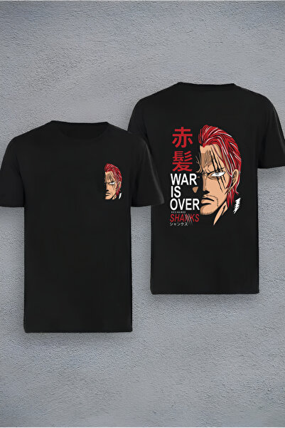 Massgai Βαμβακερό μπλουζάκι One Piece Shanks Unisex Anime Printed Oversize