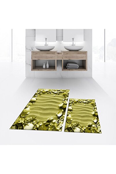 Hey Home سجادة حمام مزدوجة مطبوعة رقمية مضادة للانزلاق وقابلة للغسل، V-KLOZET...