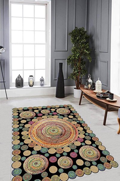 Hey Home Dijital Baskılı Kaymaz Taban Yıkanabilir Lazer Kesim Modern Salon Ha...