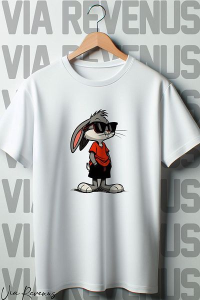 Vordevia Λευκό Oversize T-Shirt - Με εκτύπωση Bugs Bunny