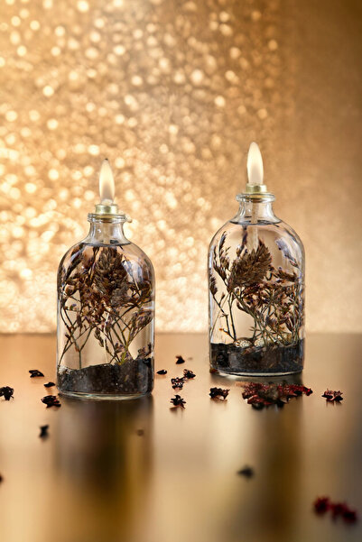 Pruva El Yapımı Doğal Bitkili Dekoratif Kandil Mum Siyah 2'li Set