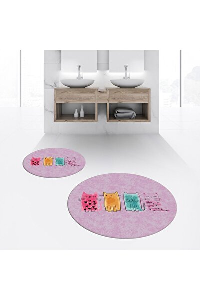 Hey Home طقم مقعد مرحاض دائري مزدوج مطبوع رقميًا وغير قابل للانزلاق وقابل للغ...