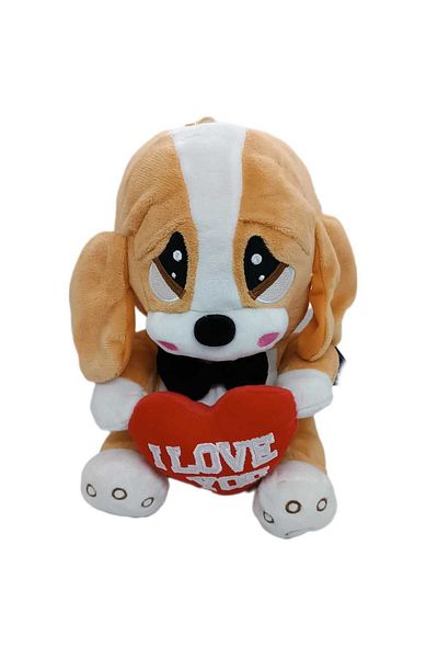 LRS STORE Plush Dog Cute Soft Imported Fabric 27 Cm High Quality Sleeping Companion I LOVE YOU
